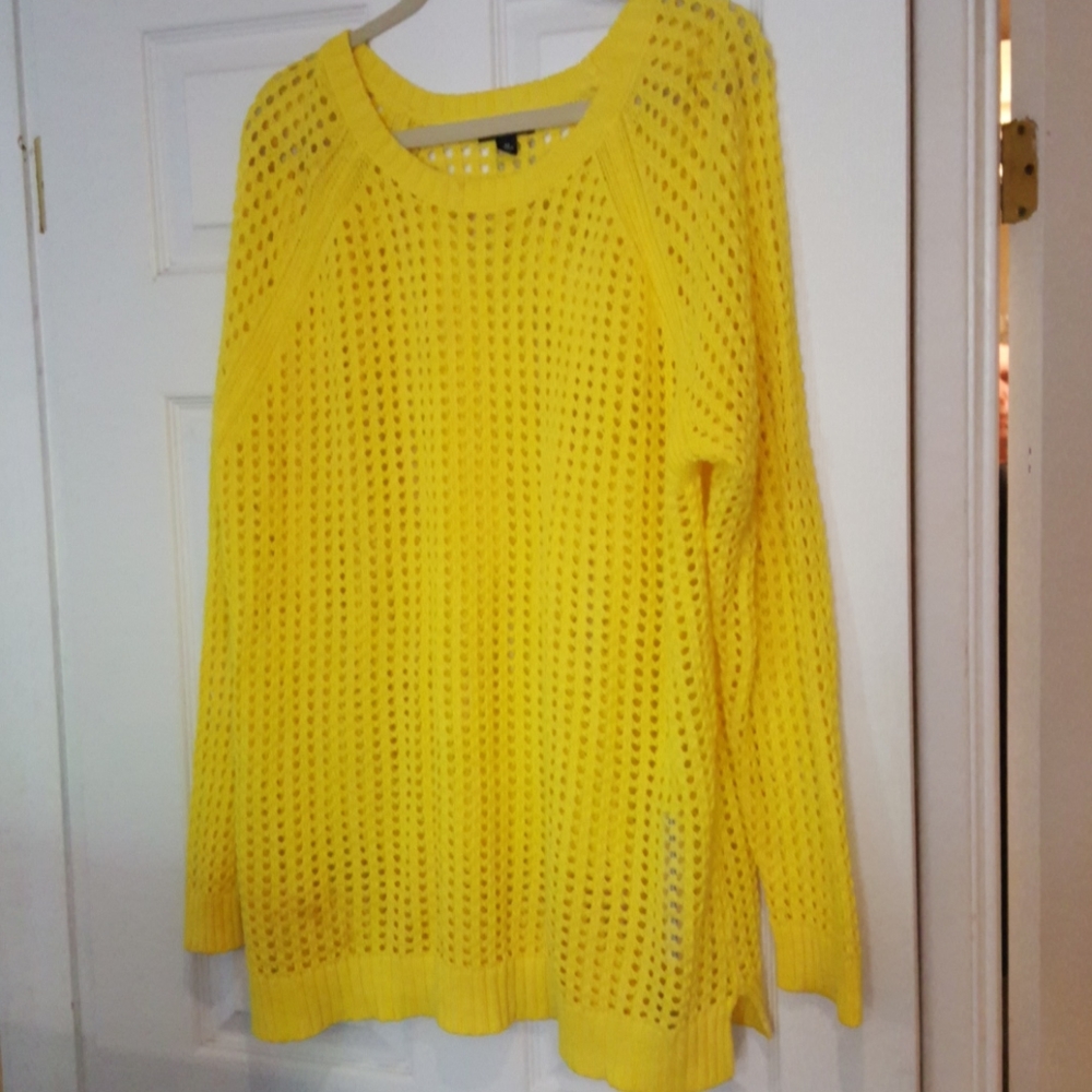 Bright yellow sweater...